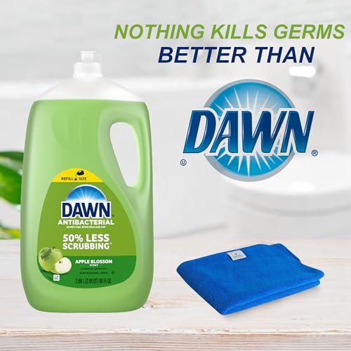 VITALVARIETY Dawn Dish Soap Dishwashing Liquid Refill Hand Soap 90 oz. Apple Blossom Scent Bundled with Microfiber Cleaning Cloth