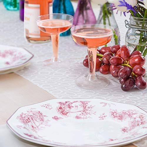 Oasis Creations Oasis Creations Plastic Champagne Glasses Set (50 Count) 4.5 Ounce - Stem Cups 2 Pieces - Ideal for Birthday Party, Wedding Reception and More