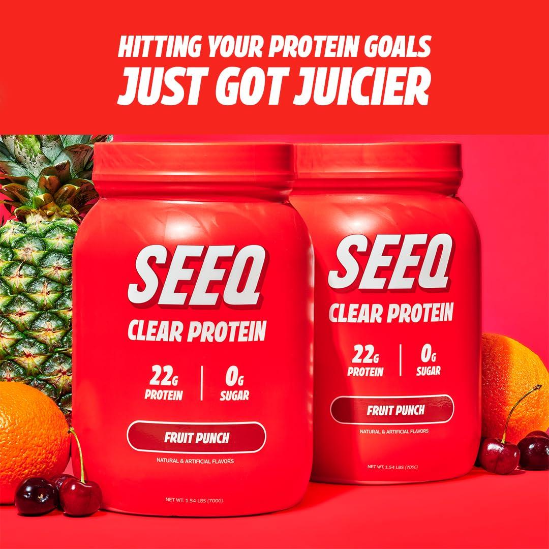 SEEQ SEEQ Clear Whey Isolate Protein Powder, Fruit Punch, 25 Servings, 22g Protein Per Serving, Sugar-Free, Keto-Friendly, Soy-Free Clear Protein Powder, Juice-Like Protein