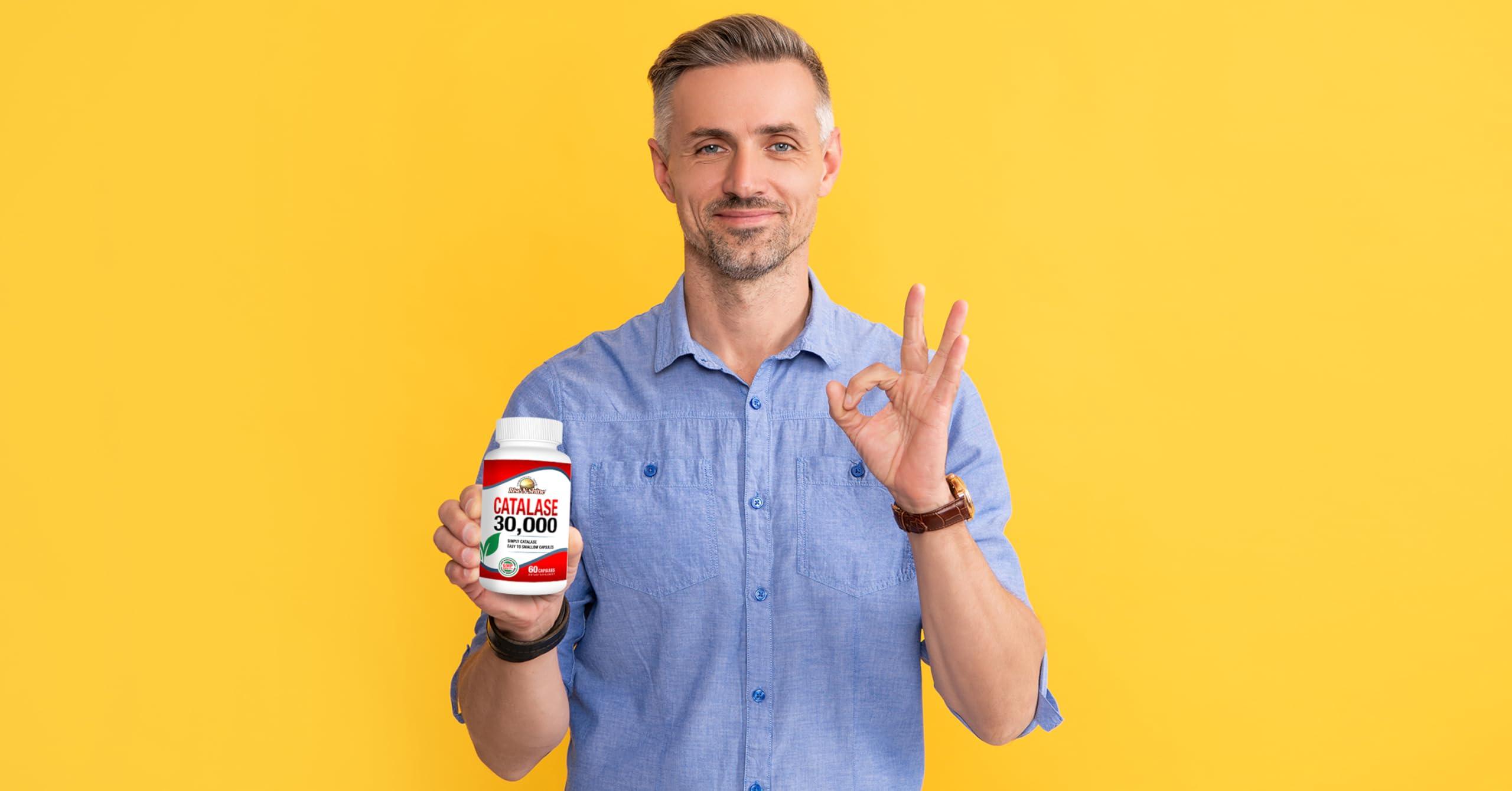 CATALASE EXTREME Rise-N-Shine Catalase Supplement 30,000 - Powerful Antioxidant Enzyme for Hair Health Support- Hair Supplements for Strong Hair - 60 Capsules (30-day Supply)