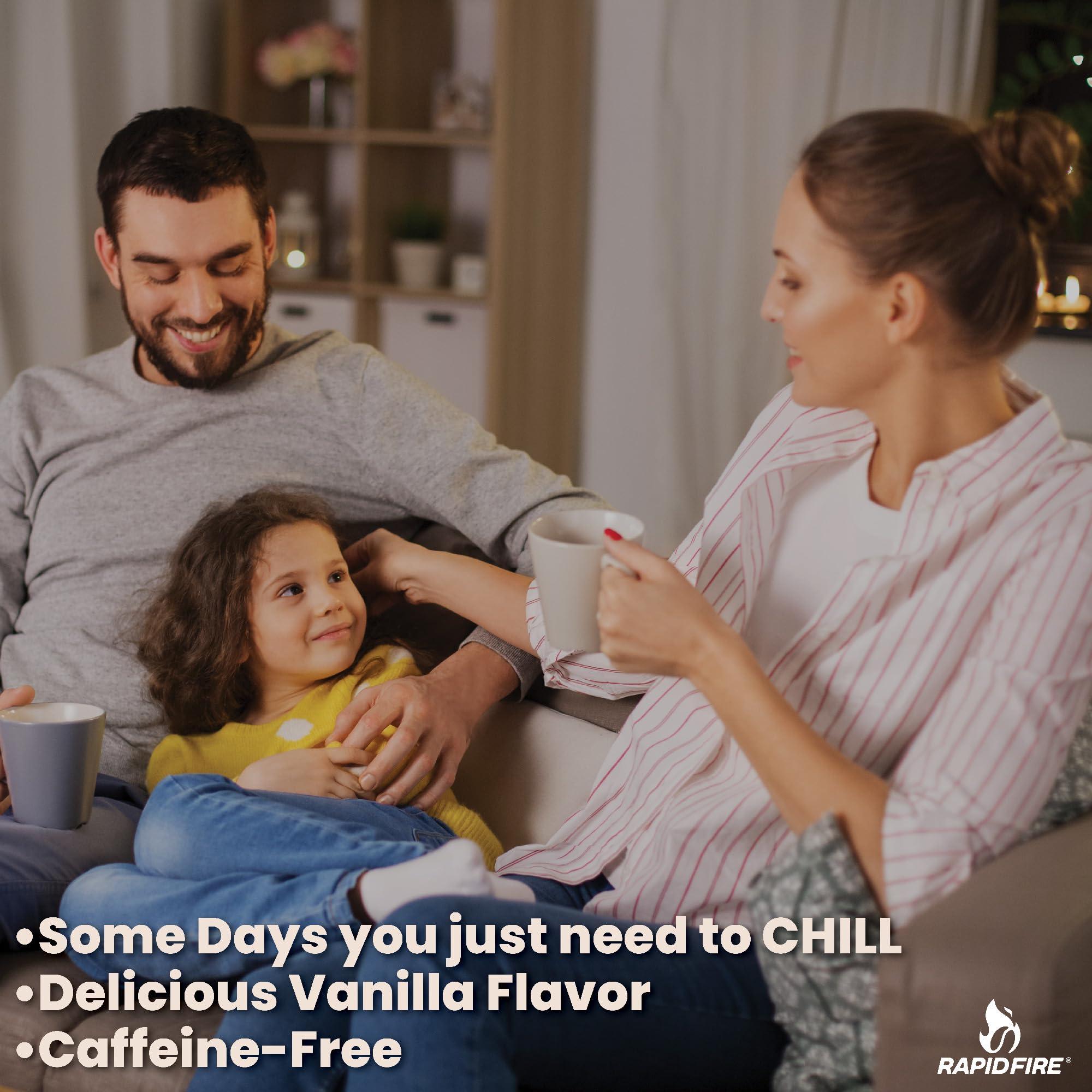 Rapid Fire Chill Tea, Soothing Blend, Promotes Relaxation, with Ashwagandha, Chamomile, Turmeric, Stress Relief Tea, Caffeine Free, 14 Tea Bags, 14 Servings