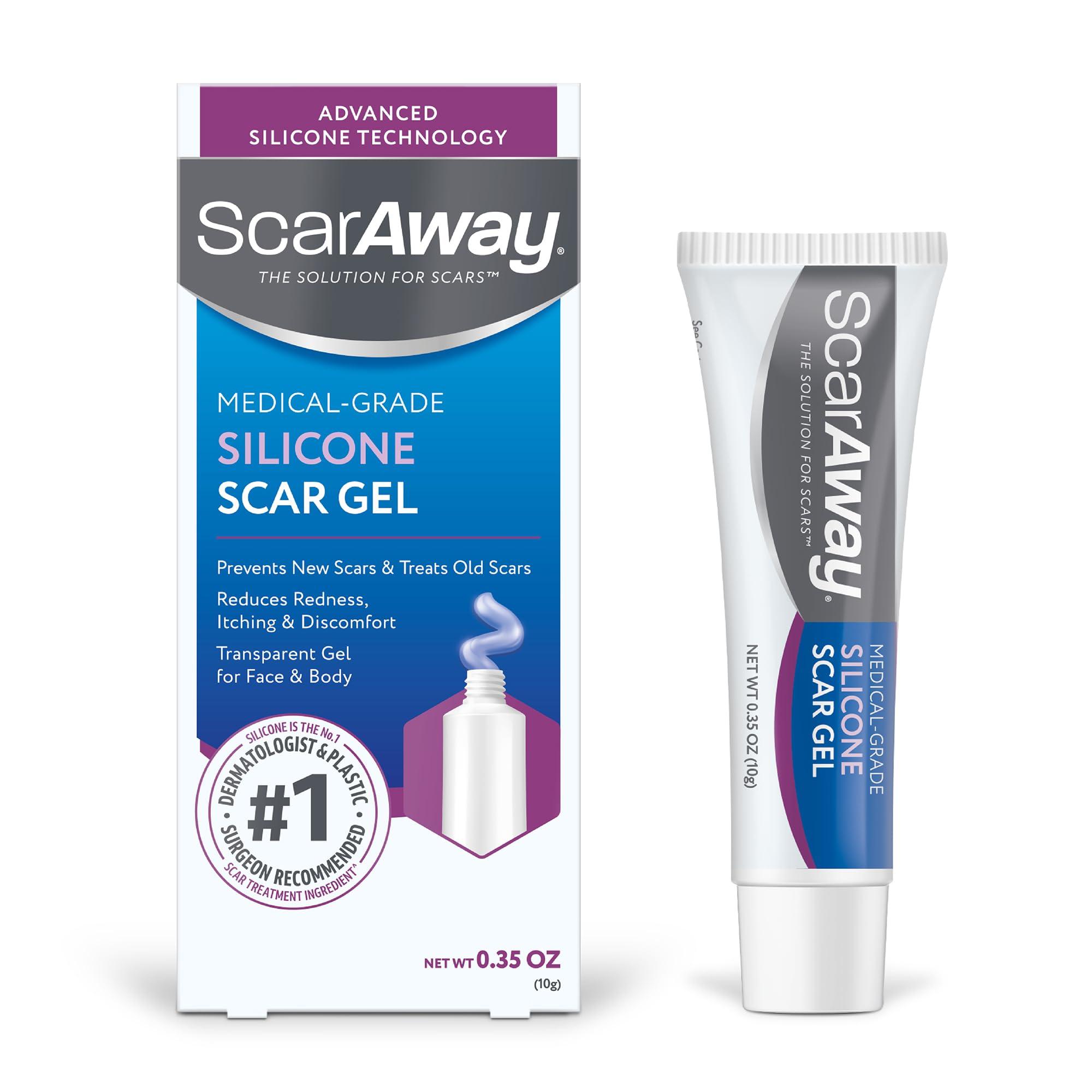 ScarAway ScarAway Silicone Scar Gel, Helps Improve Size, Color & Texture of Hypertrophic & Keloid Scars from Injury, Burns & Surgery, Water Resistant, 10g (0.35 Oz)