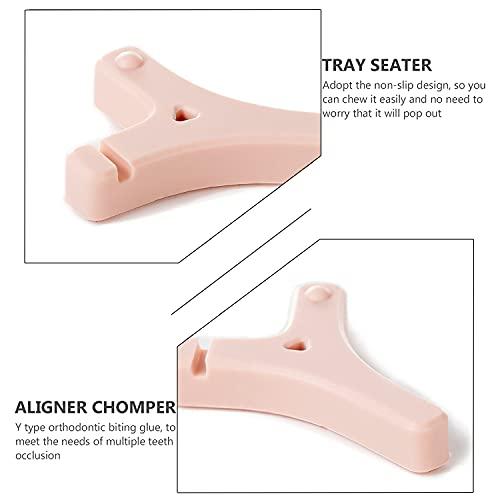 Zeenchoice Zeenchoice Orthodontic Aligner Chewies Dental Chompers Trays Seaters Multifunctional Y-shaped Orthodontics Chew for Clear or Metal Braces with Storage Case Help Correct Pink/Peach Scented flavor