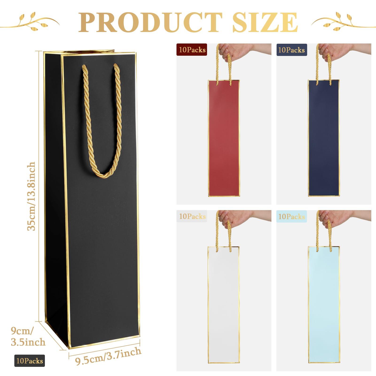 Fumete Fumete 50 Pack Wine Bottle Gift Bags Paper Wine Gift Bags Bulk 13.8x3.7x3.5 Inch with Handles for Appreciation Gifting Christmas Wedding Anniversary Birthday Party(Retro Colors)