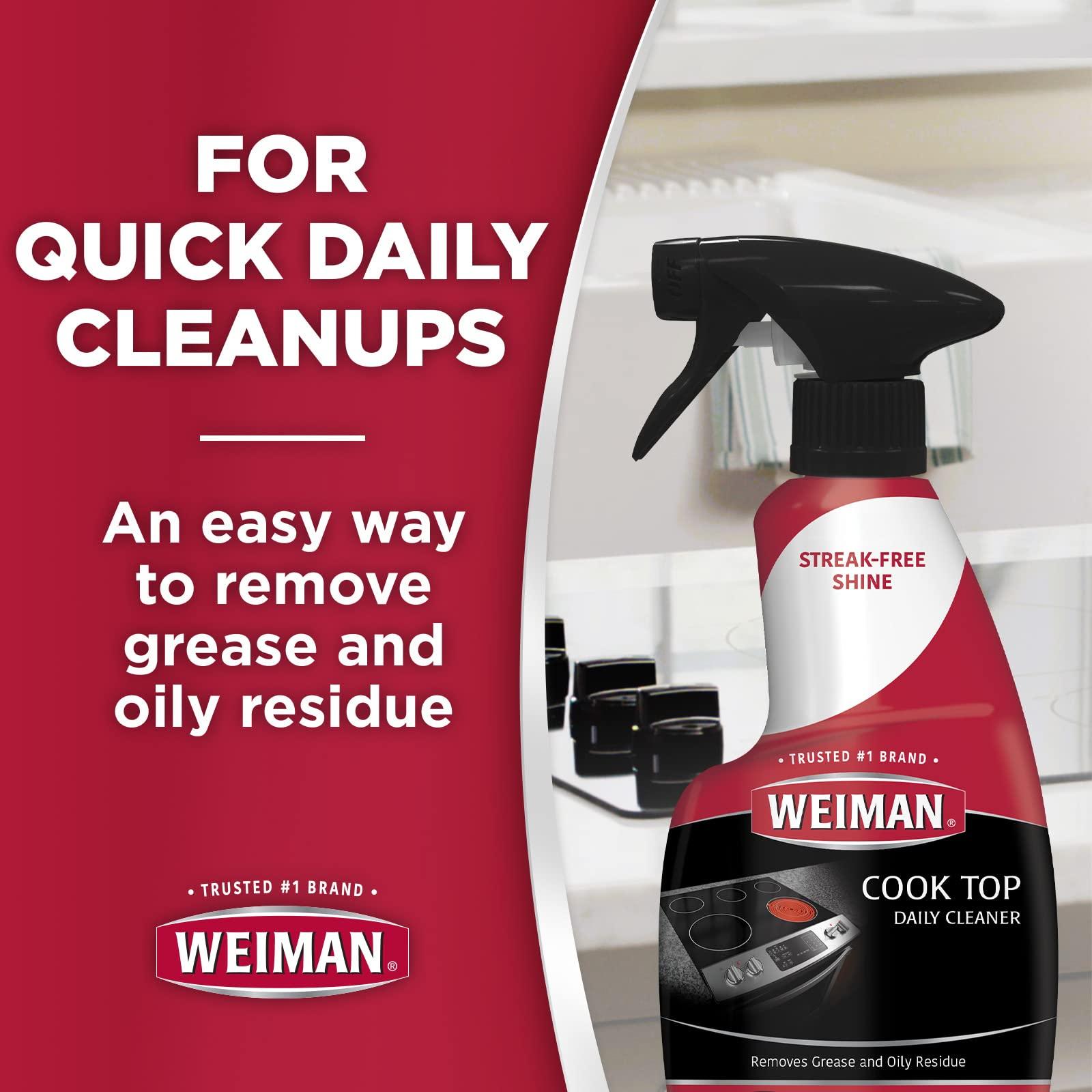 Weiman Weiman Glass Cooktop Cleaner & Polish For Daily Use on Ceramic, Induction Stove Top, Removes Grease & Oily Residue, Streak Free Shine, 12 oz, 2 Pack, Micro Fiber Buffing Towel