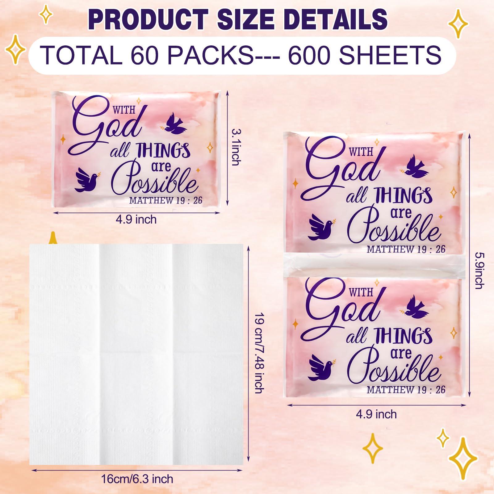 Sinmoe Sinmoe 60 Pack Pocket Tissues Travel Packs Christian Travel Tissues Wallet Facial Tissues 3 Ply Pocket Size for Guests Mini Tissues for Breast Cancer Wedding Xmas Graduation(Bird)