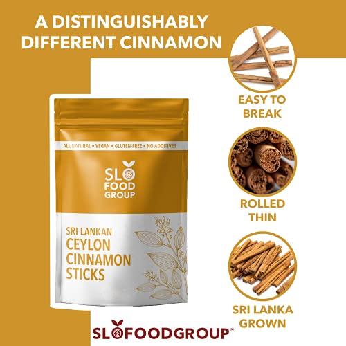 Slofoodgroup Slofoodgroup Ceylon Cinnamon Sticks - Pure Ceylon Cinnamon Quills 5 Inch Cut Cinnamon Spice from Sri Lanka, True Cinnamon - Cinnamomum Verum, 2 OZ.