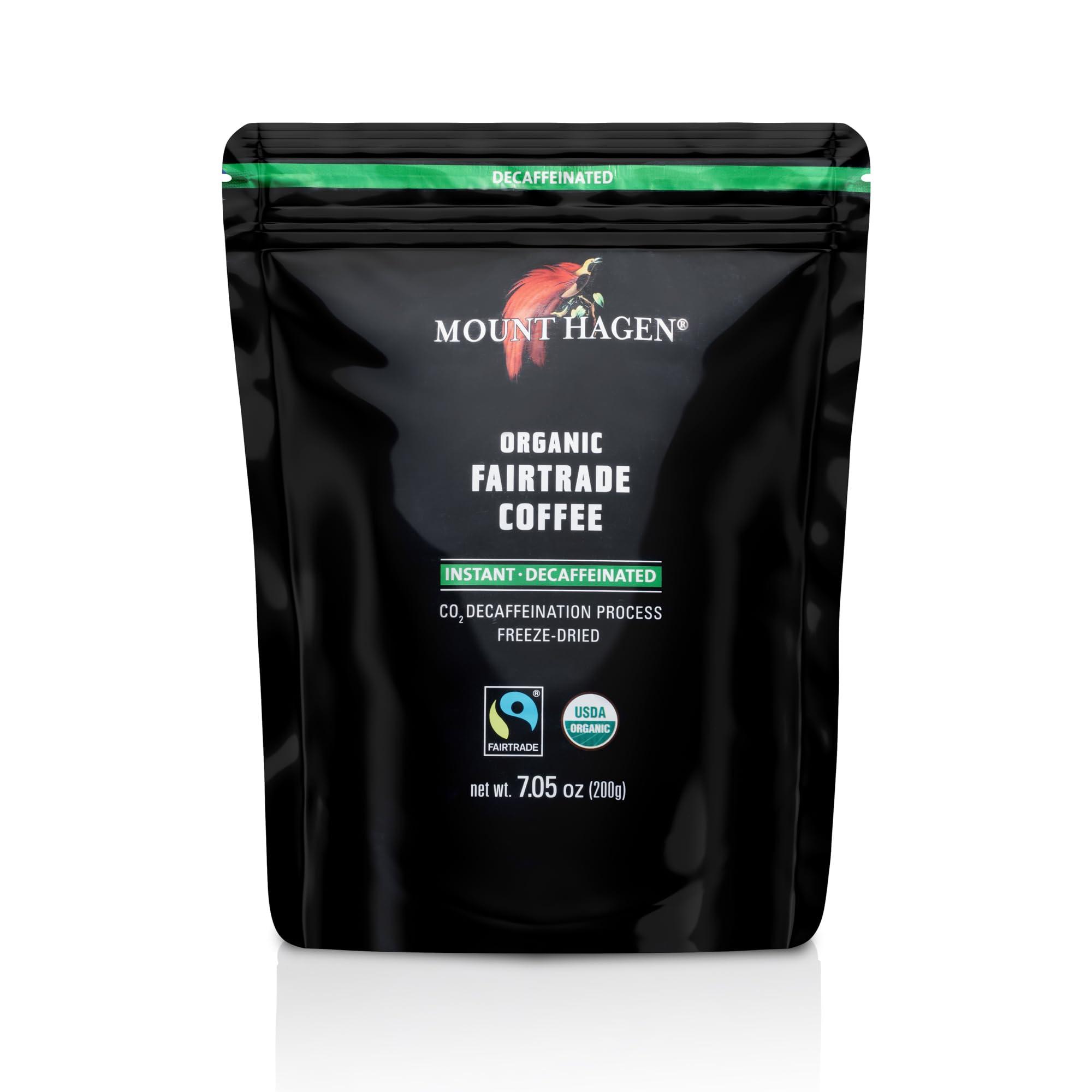 Mount Hagen Mount Hagen 7.05oz Organic Freeze Dried Instant Decaf Coffee | Made From Organic Medium Roast Arabica Beans | Fair-Trade, Eco-friendly Instant Decaffeinated Coffee in Resealable Pouch Bag [7.05oz]
