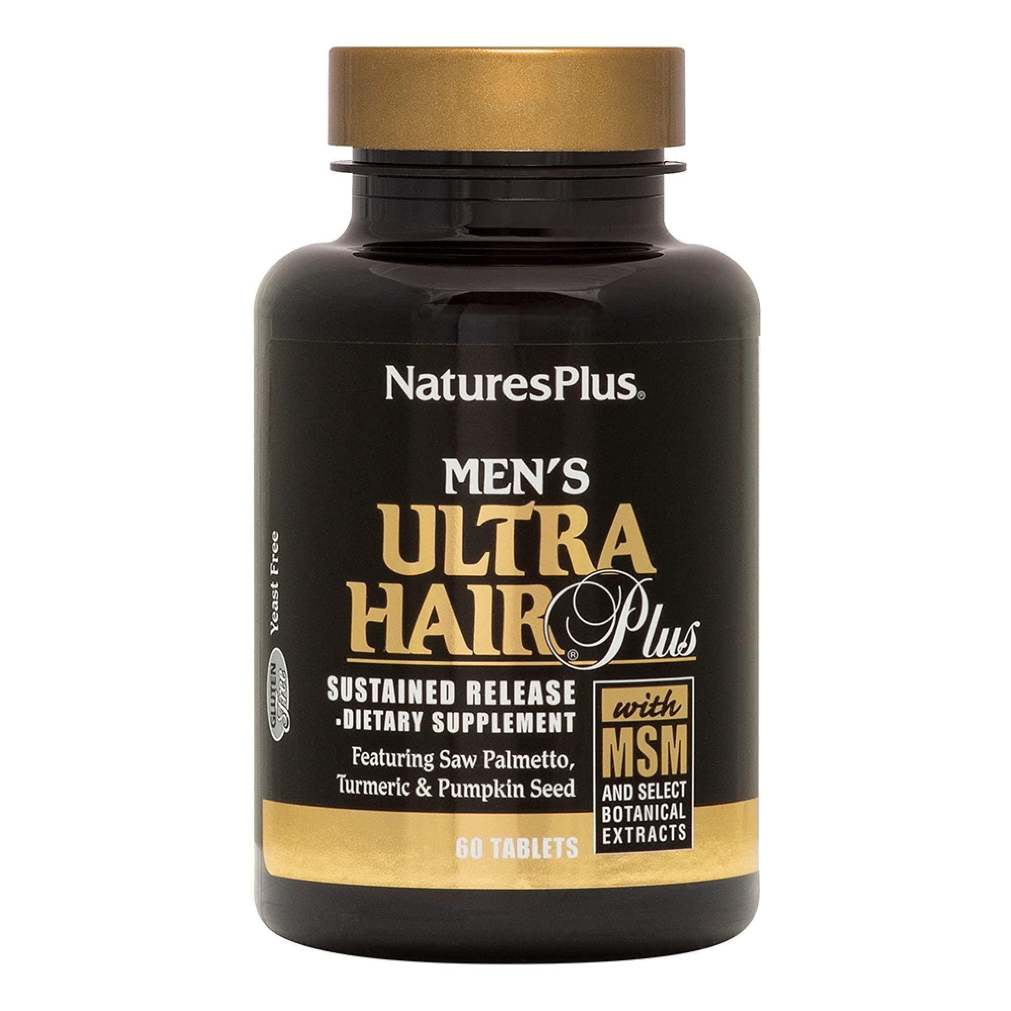 Nature's Plus NaturesPlus Men's Ultra Hair Plus, Sustained Release - 60 Tablets - All-Natural Hair Growth Supplement for Men - Promotes Fuller, Healthier Hair - Gluten-Free - 30 Servings