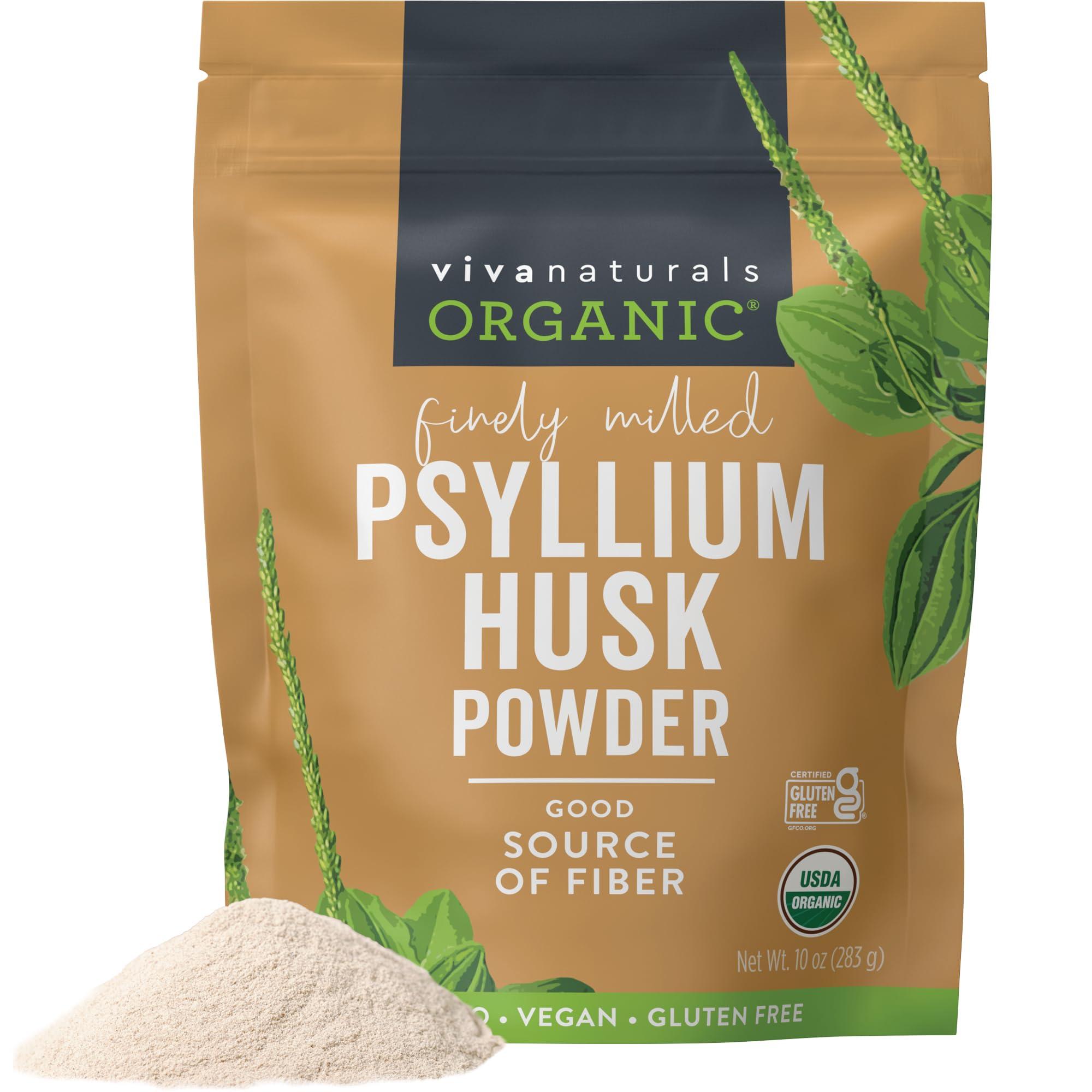 Viva Naturals Viva Naturals Organic Psyllium Husk Powder, 10 oz - Finely Ground, Unflavored Plant Based Superfood - Good Source of Fiber for Gluten-Free Baking, Juices & Smoothies - Certified Vegan, Keto and Paleo