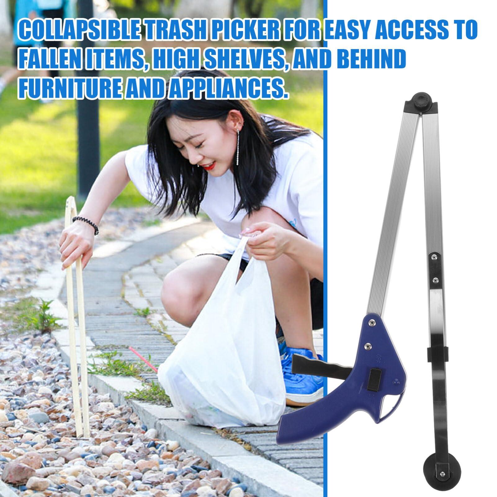 Garneck Garneck Trash Grabber Folding Trash Tongs Outdoor Fireplace Tools Trash Pick Clips Pincher Grab Tool Rubber Charcoal Handle Elder Grabber Pickup Tool