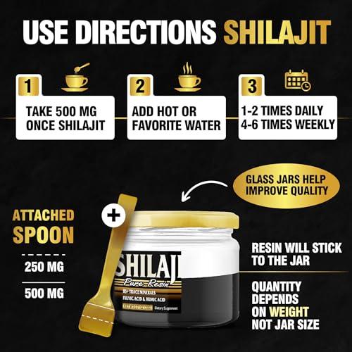 NUQIIT 2 Packs 20g Shilajit Supplement for 80-Serving Supply - Support Immunity, Brain Health & More - 500mg Shilajit Pure Himalayan Organic with Natural Fulvic Acid, Humic Acid & 85+ Trace Minerals