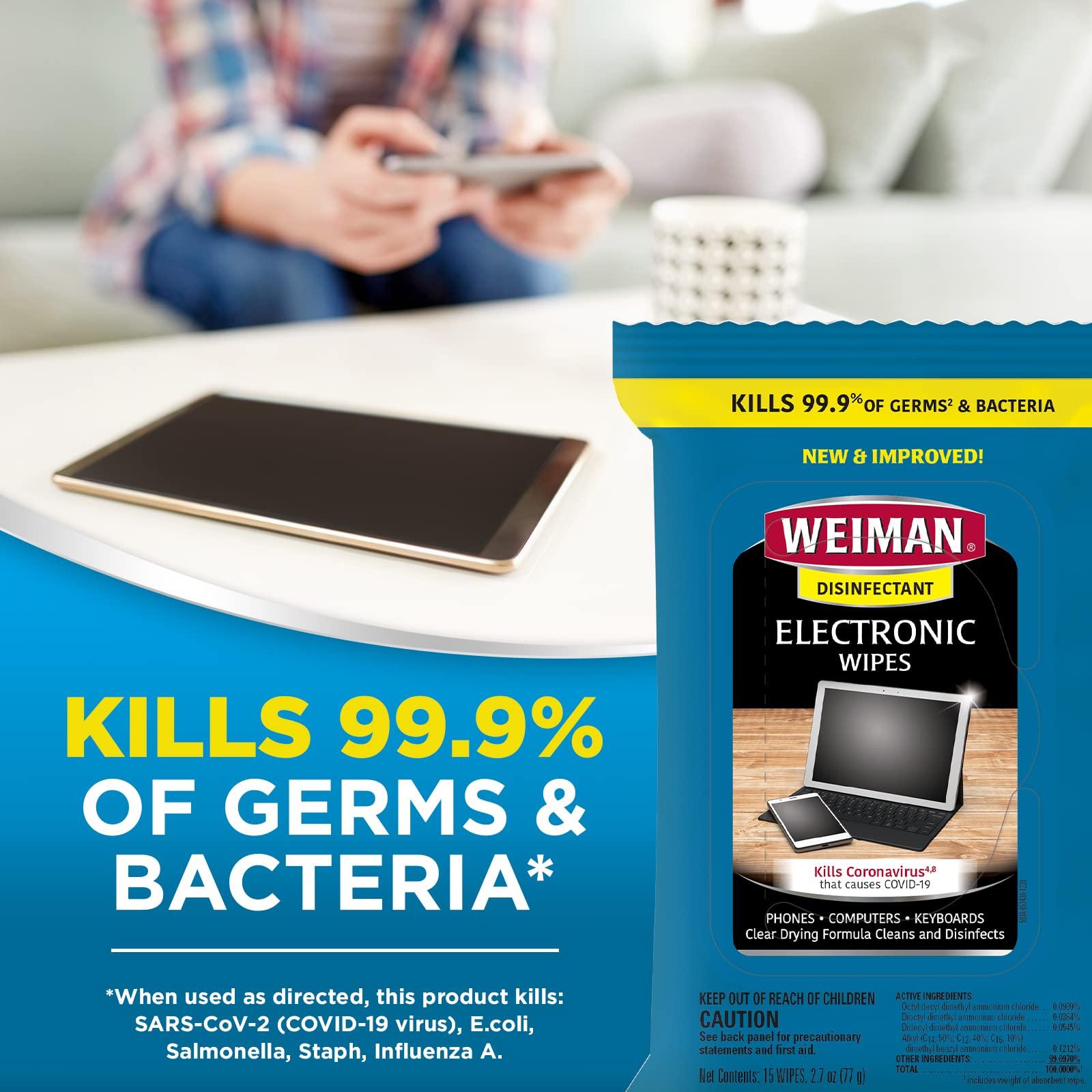 Weiman Weiman Disinfecting Electronic Wipes - Safely Clean Your Screen, Laptop, Computer, TV, Equipment-Electronic Cleaner Wipes