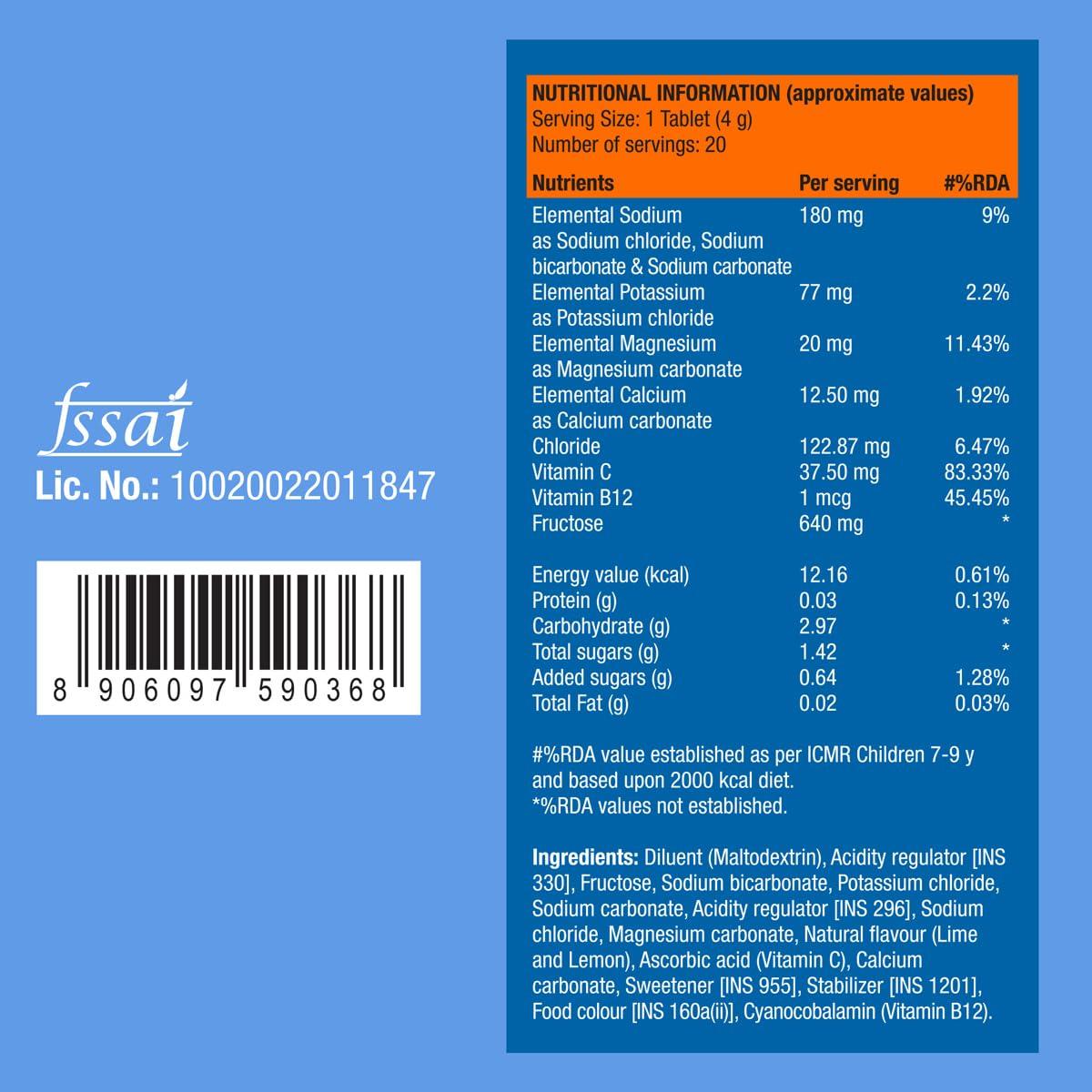 FAST&UP Fast&Up Reload - Electrolyte Energy Drink - Sports Nutrition Electrolyte Drink - Effervescent Tablets for Running & Cycling- 20 effervescent Tablets - Lime and Lemon Flavour