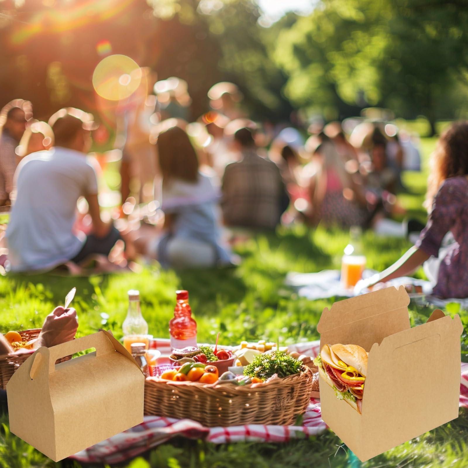 UnicoPak UnicoPak 30 Pcs 9x6x6 Large Gable Boxes Gift Boxes with Handles Food-grade Bakery Boxes Treat Boxes Paper Lunch Boxes To Go for Birthday Wedding Party Favors Picnic Business Christmas