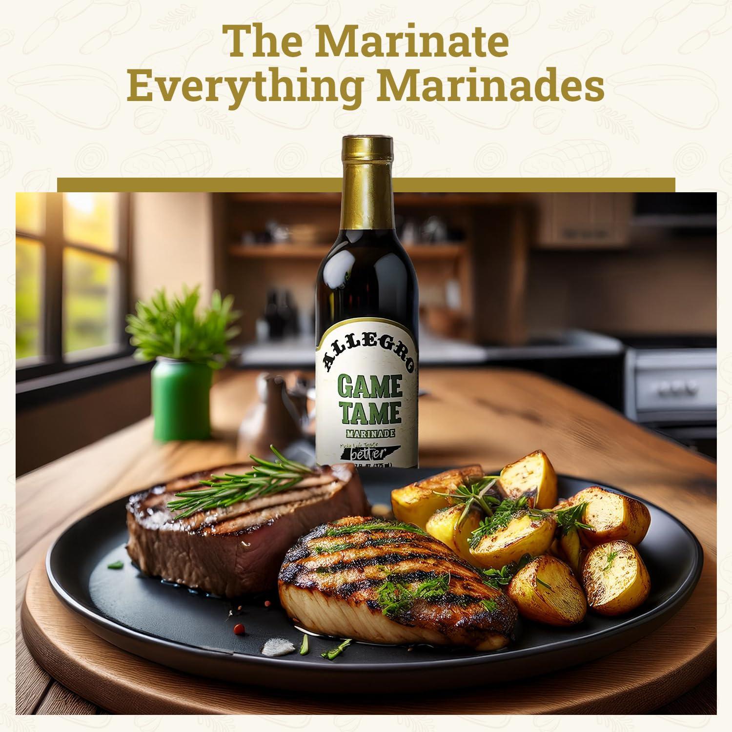 Allegro ALLEGRO - The Marinate Everything Marinades | Perfect Marinades for Meat & Veggies | Marinade for Grilling, Roasting & Cooking | Kosher & Gluten Free | 12.7 Oz (Pack of 12) - Game Tame