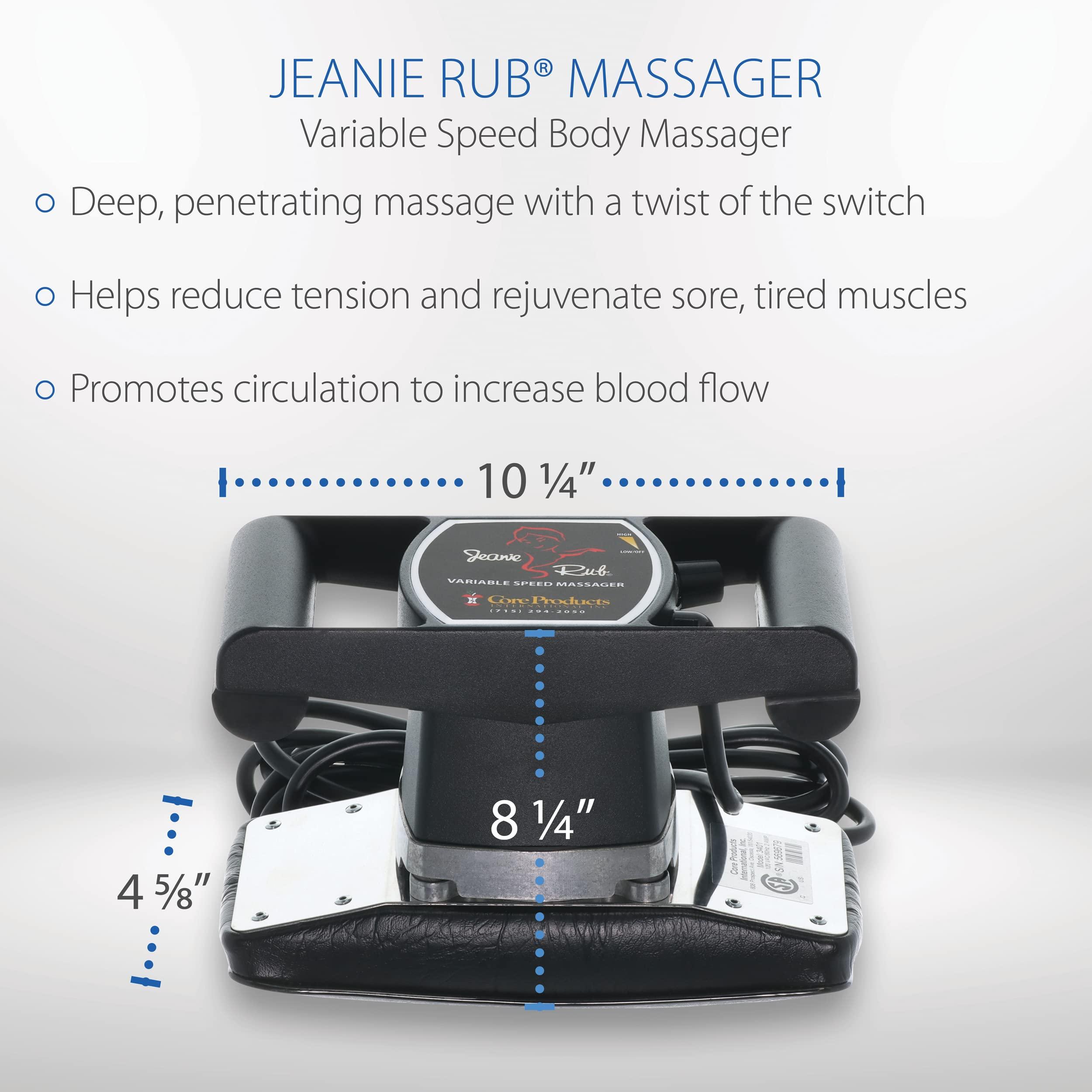 Core Products Core Products Jeanie Rub Massager Deluxe Package, Variable Speed Deep Tissue Relaxing Massage Tool with Fleece Pad Cover and Back Accessory