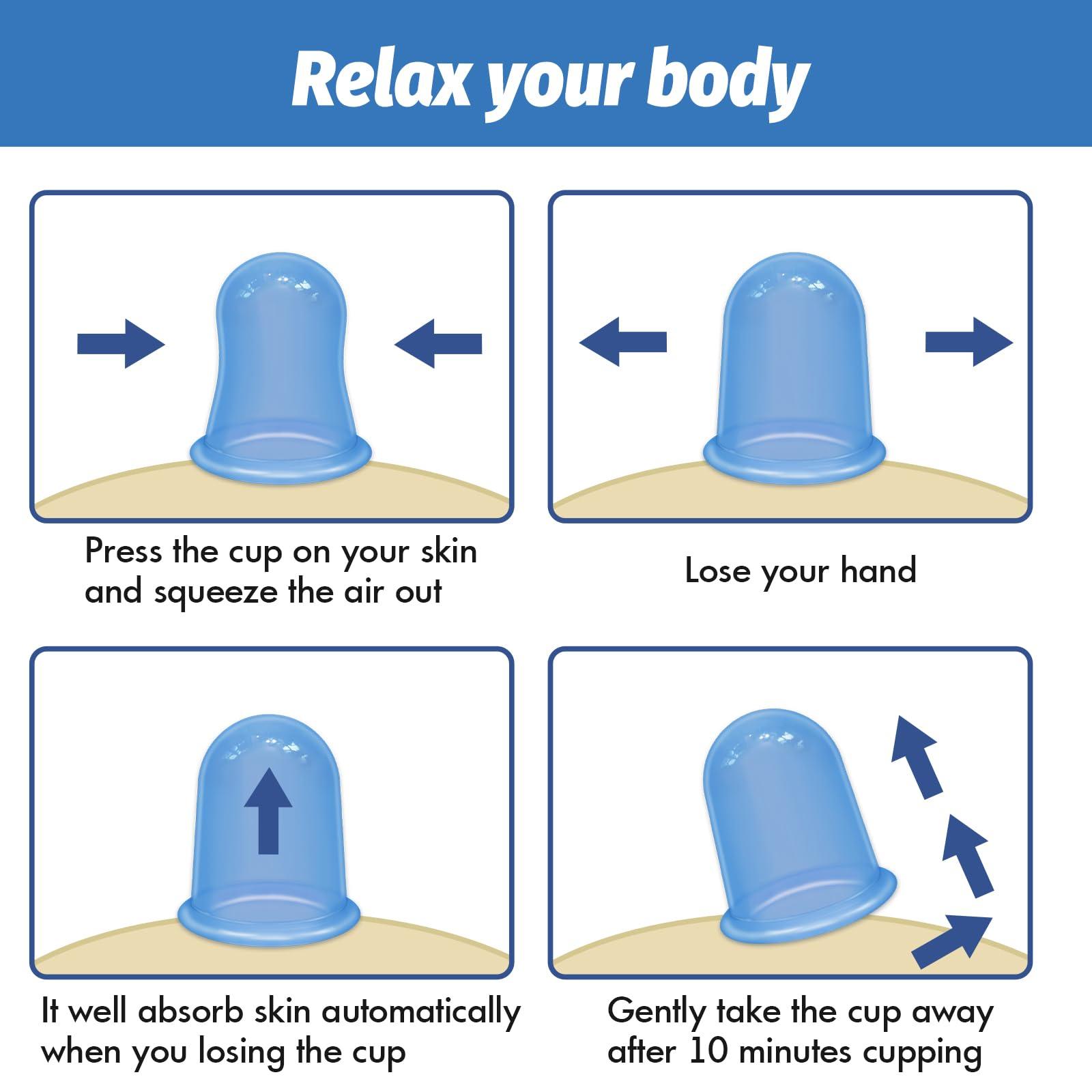 ELERA ELERA Silicone Cupping Therapy Sets, Cellulite Reduction Vacuum Cup - Cupping Kit for Massage Therapy (4 Cups)