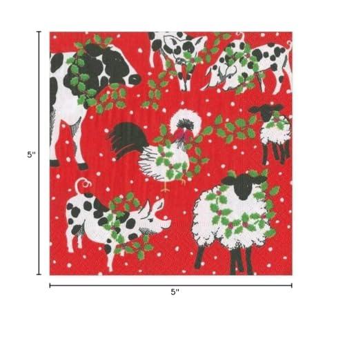 Caspari Caspari Christmas on the Farm Paper Cocktail Napkins - 20 Per Package