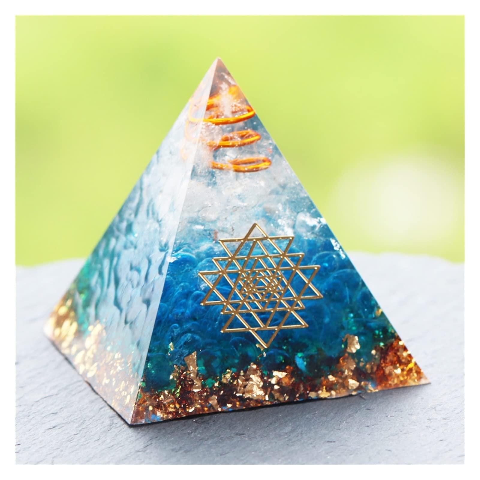 LABDIP LABDIP Home Decoration Natural Pyramid Blue Glass Gravel Crystals Reiki Pyramids Fengshui Home Decor Full of Texture (Size : 5CM)