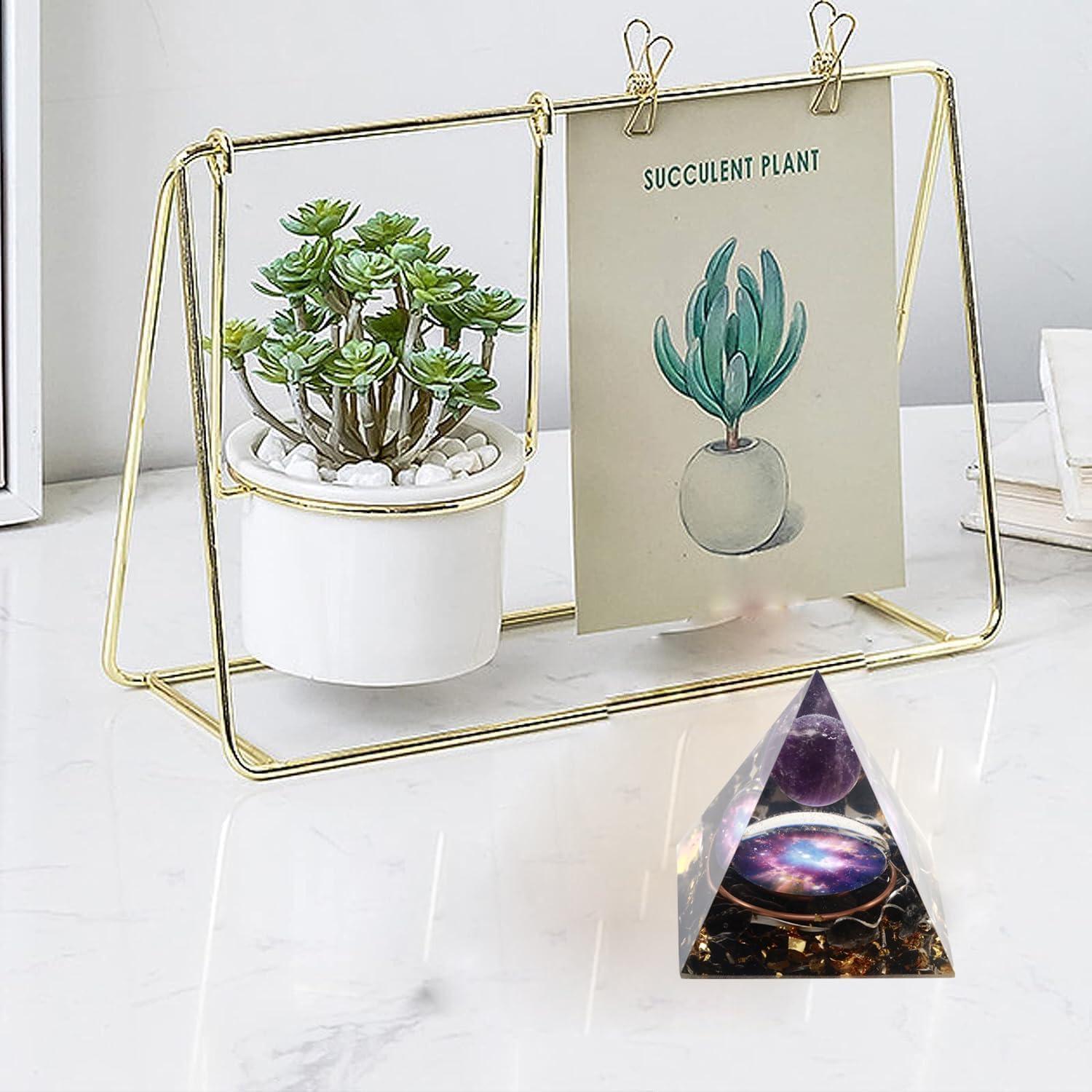 EternalOrgone EternalOrgone Orgone Pyramid Orgonite Healing Crystals Pyramid for Positive Energy with Obsidian Stones and Amethyst Crystal That Promotes Wealth, Prosperity and attracts Success (Black-2)