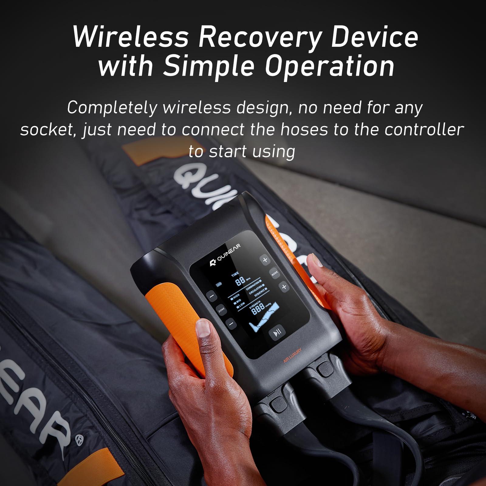 QUINEAR QUINEAR Professional Leg Recovery System, Cordless Air Compression Boots with Sequential Compression, Leg and Foot Massager, Fast Recovery Therapy for Athletes, FSA HSA Eligible (Small)