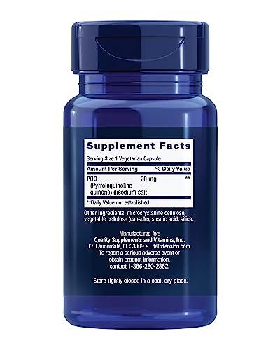 Life Extension Life Extension PQQ (Pyrroloquinoline Quinone) 20mg Promotes The Growth of New Cellular Mitochondria - Gluten-Free, Once-Daily, Non-GMO, Vegetarian - 30 Vegetarian Capsules (Pack of 2)