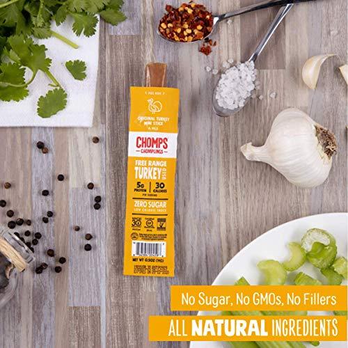 Chomps CHOMPS MINI Free Range Turkey Jerky Meat Snack Sticks, Original Turkey, 0.5 Ounce (Pack of 6)