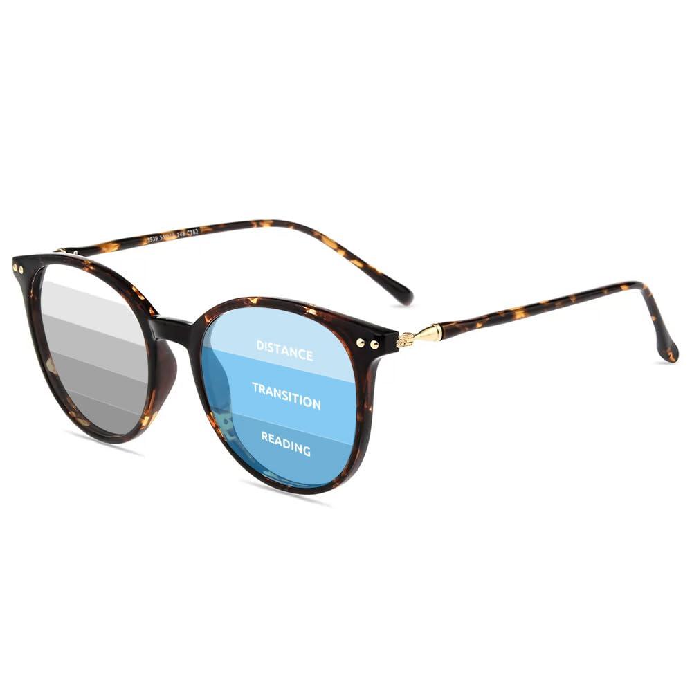 Firmoo Firmoo Photochromic Progressive Multifocus Computer Reading Glasses 2.5, Tortoise Blue Light Blocking Eyeglass UV400 Sunglasses Readers