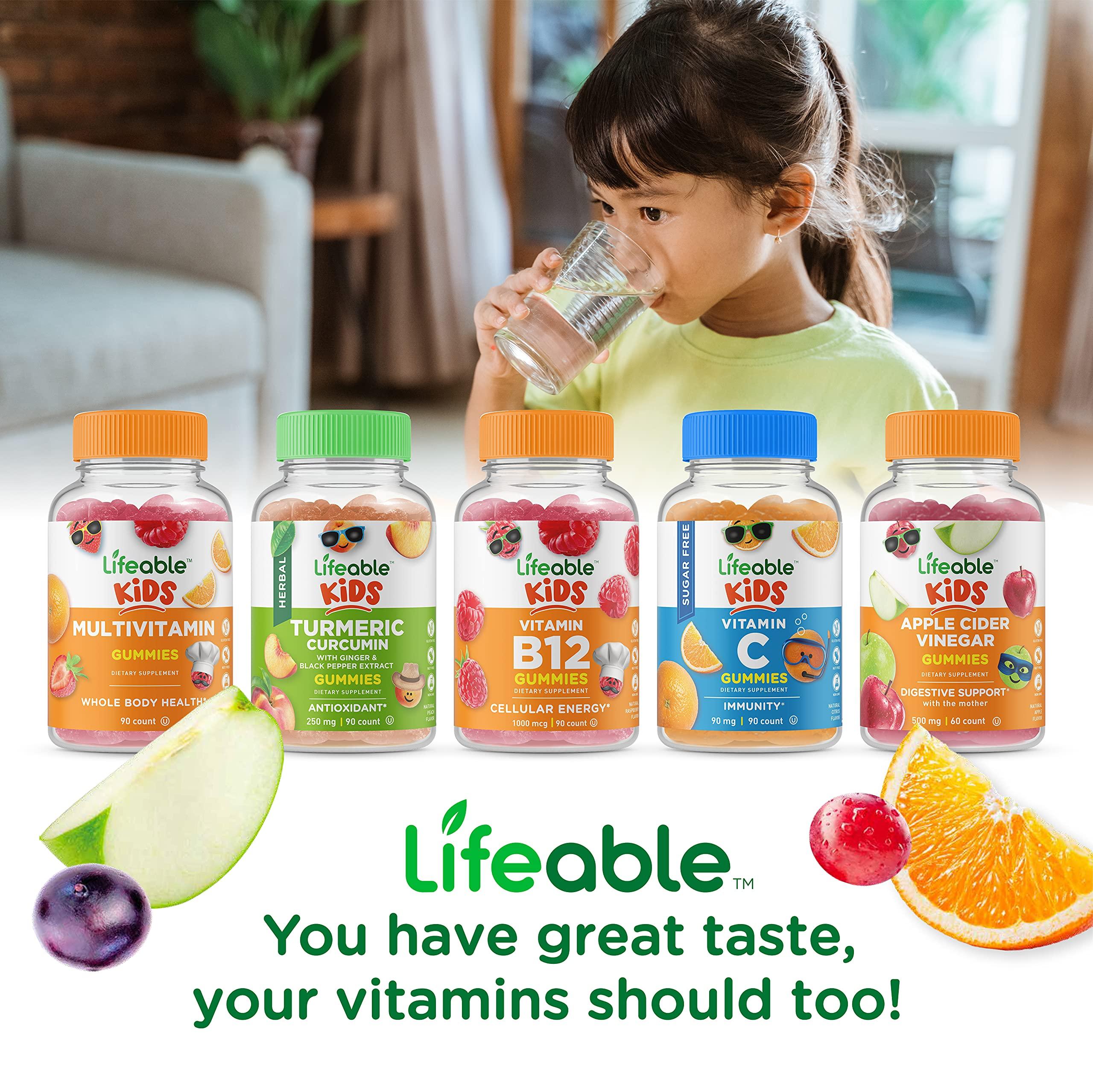 Lifeable Lifeable Sugar Free B Complex Kids + Probiotic + Prebiotic Fiber Kids, Gummies Bundle - Great Tasting, Vitamin Supplement, Gluten Free, GMO Free, Chewable Gummy
