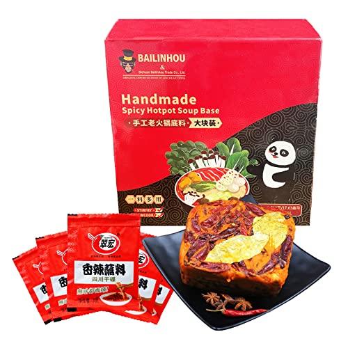 BAILINHOU BAILINHOU Chinese hot pot soup base 17.63 oz (500g), Sichuan hotpot broth sauce spicy Seasoning from szechuan, China