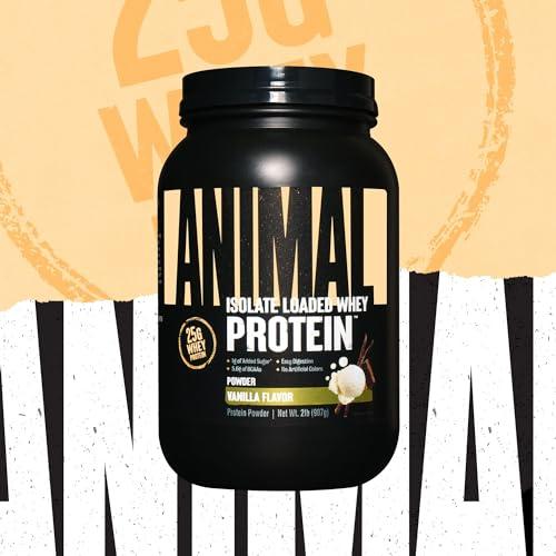 Animal Animal Whey Isolate Protein Powder - Loaded for Pre & Post Workout Muscle Builder and Recovery with Digestive Enzymes for Men & Women - 25g Protein, Great Taste, Low Sugar - Vanilla 2 lbs