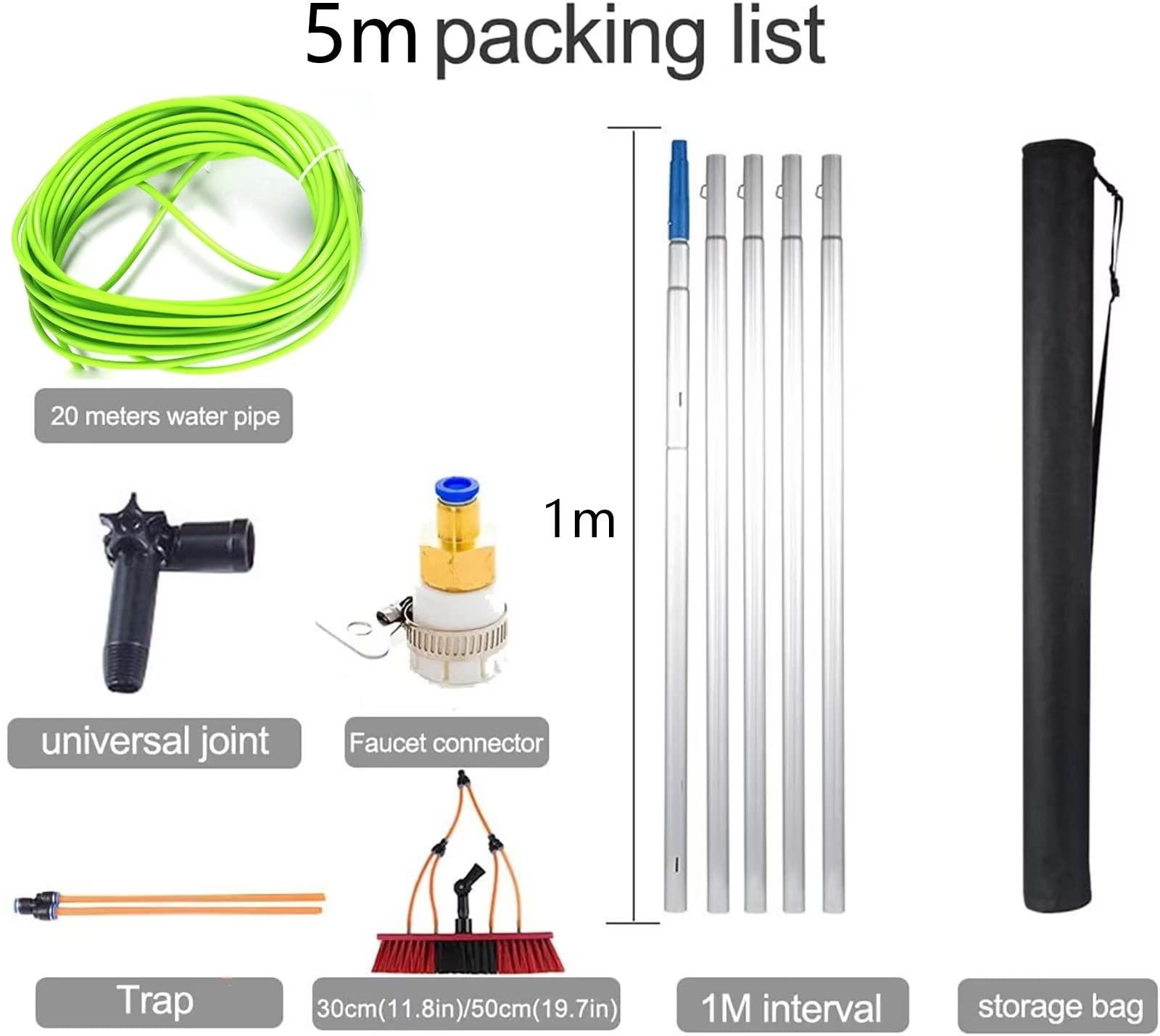 ZJDYDY 16ft(5m) Washing Kit: Water-fed Brush and Window Cleaning Set; Window Cleaning Pole, Water Fed Telescopic Brush, Extendable Long Reach Window Cleaner Equipment