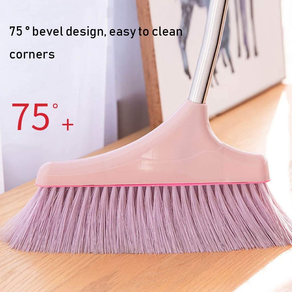 Brush with Bamboo brooms NLIAN- Long Handled Dustpan and Brush Set, 75 Bevel Stand Up Design Accommodates Any Hand Brush Best Dustpans for Home Lobby Shop Garage (Color : Pink)