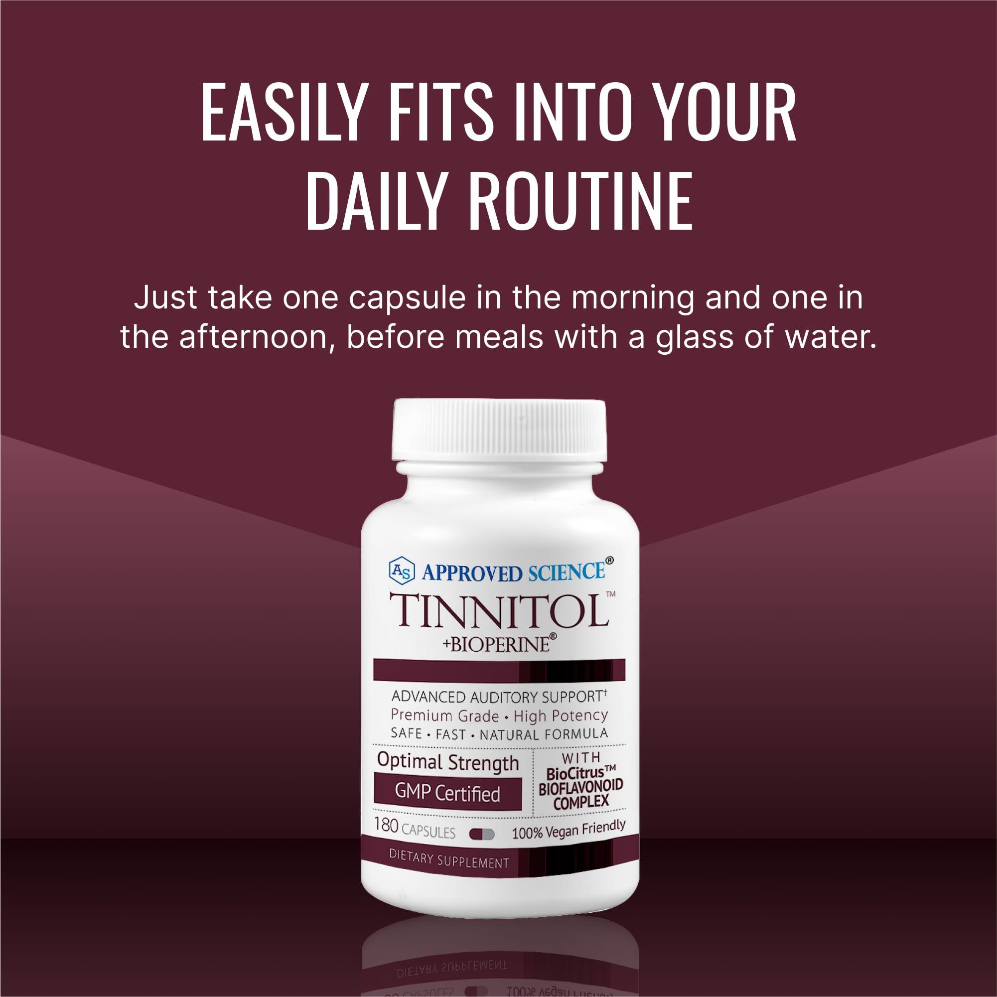 Approved Science Approved Science Tinnitol - Tinnitus Support Supplement - Ease Ringing in The Ears - Boost Inner Ear Health - 1 Bottle - 3 Month Supply - Made in The USA