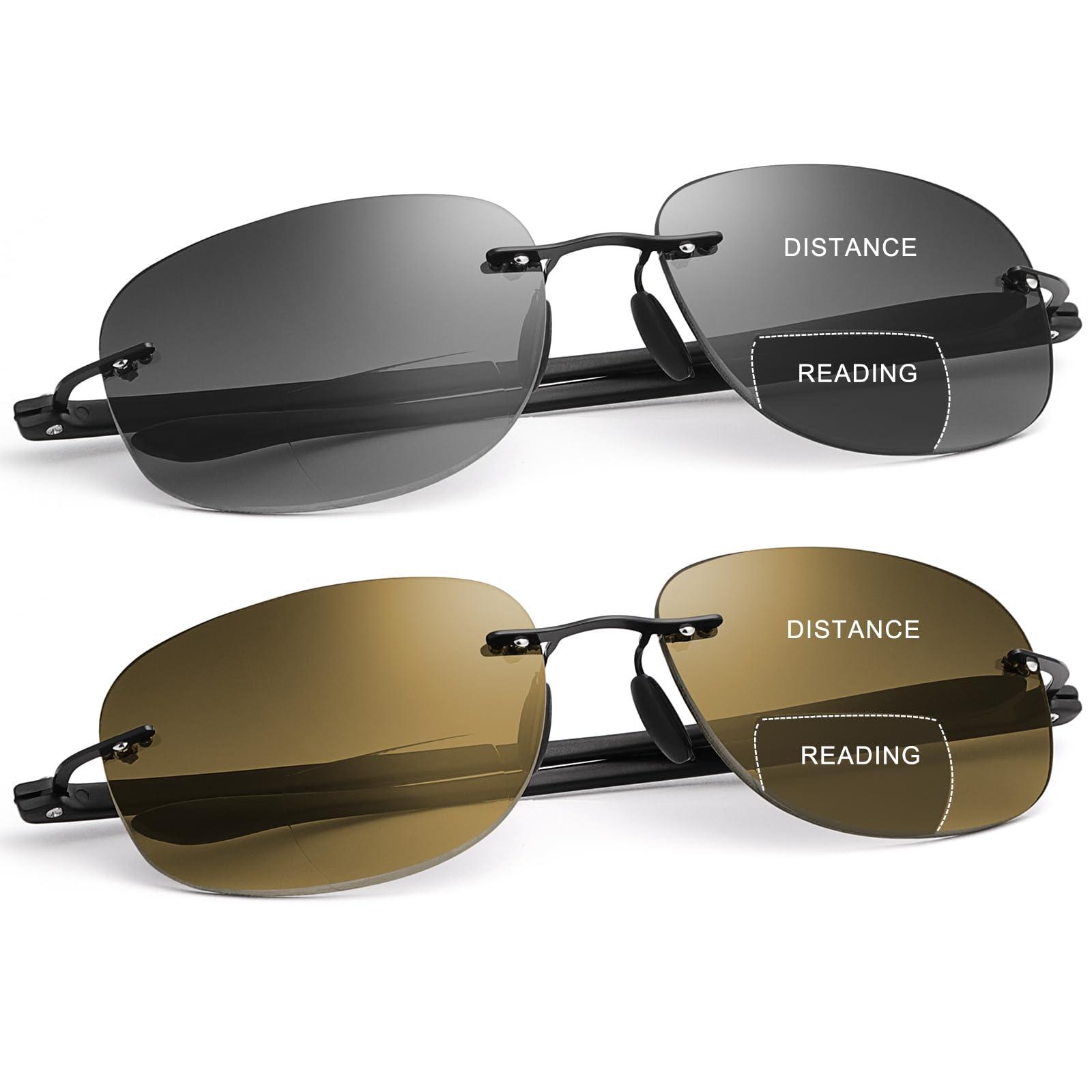 YIMI YIMI 2 Pairs Bifocal Reading Glasses Blue Light UV400 Protection Sport Sunglasses Far and Near Dual Use for Men Women Eyewear(Black and Brown, 2.50, multiplier_x)