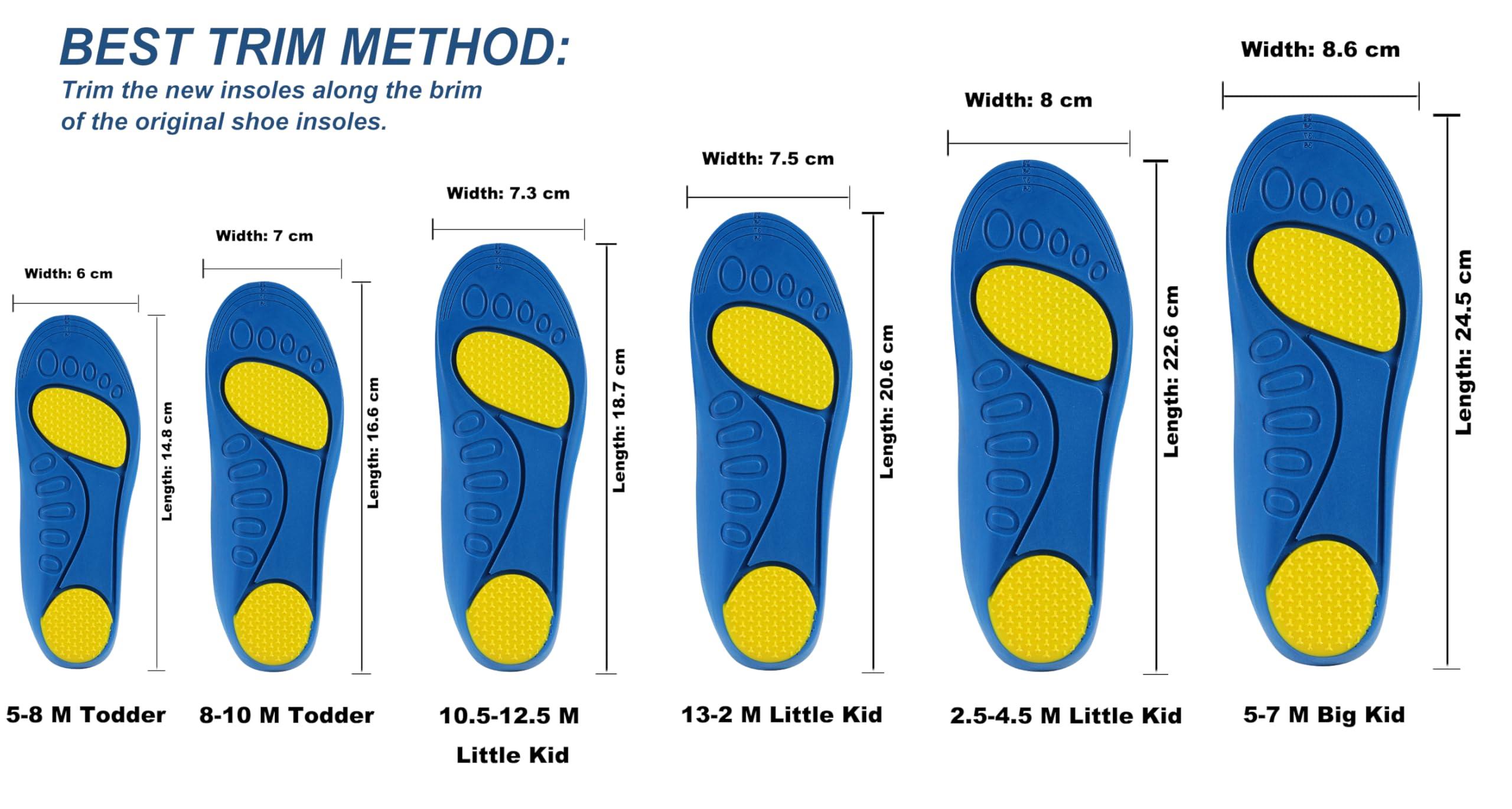 Bacophy Bacophy Kids Orthotic Arch Support Shoe Insoles, Deep Heel Cup, Shock Absorption, Blue