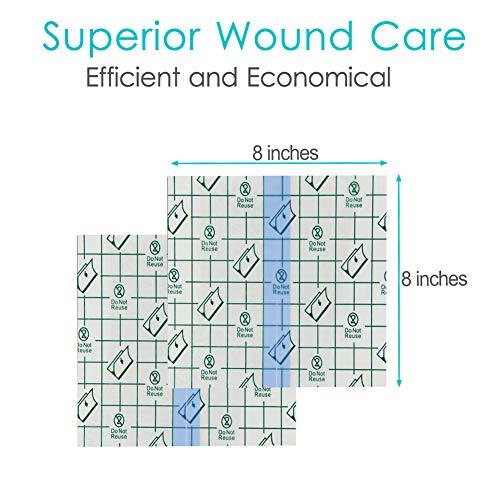 Hola Health Waterproof Shower Protector Bandage 8x8 inch for Large Port Surgery Incisions Guard Tattoo Second Skin Healing Aftercare Cover Bath Patch Transparent Film Clear Adhesive Wounds Dressing (Pack of 50)