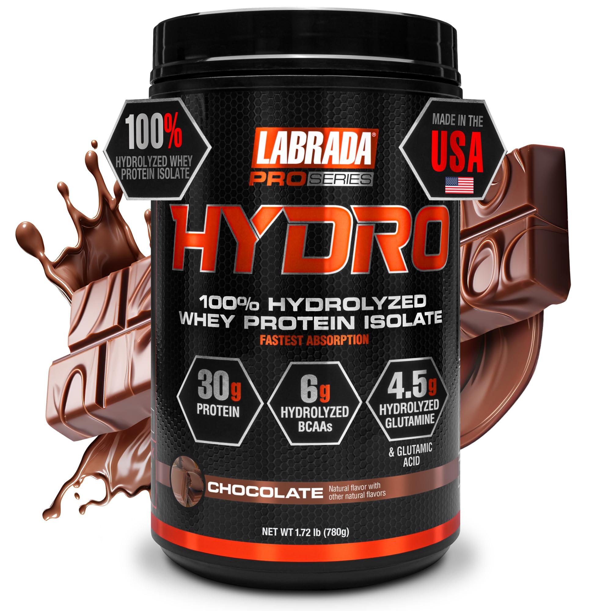 Labrada Labrada Hydro 100% Pure Hydrolyzed Whey Protein Isolate Powder, Lactose Free, Fastest Digesting, Instant Mixing,Delicious Taste 20 Servings(Chocolate)