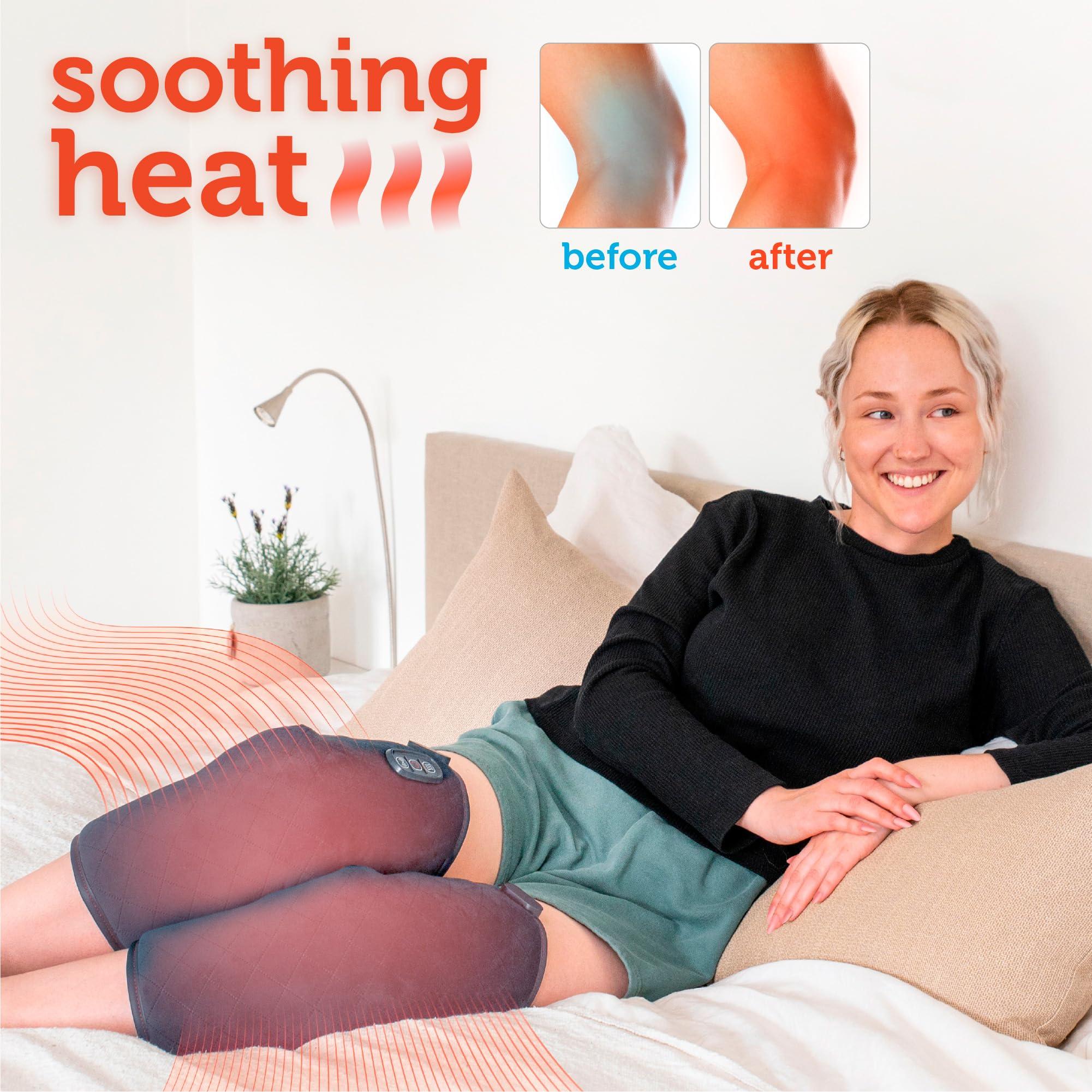 COMFIER COMFIER Heated Knee Massager Heating Pad for Knee Pain Relief,FSA or HSA Eligible, Heat Knee Warmers Wrap with Massage and Vibration-Gray