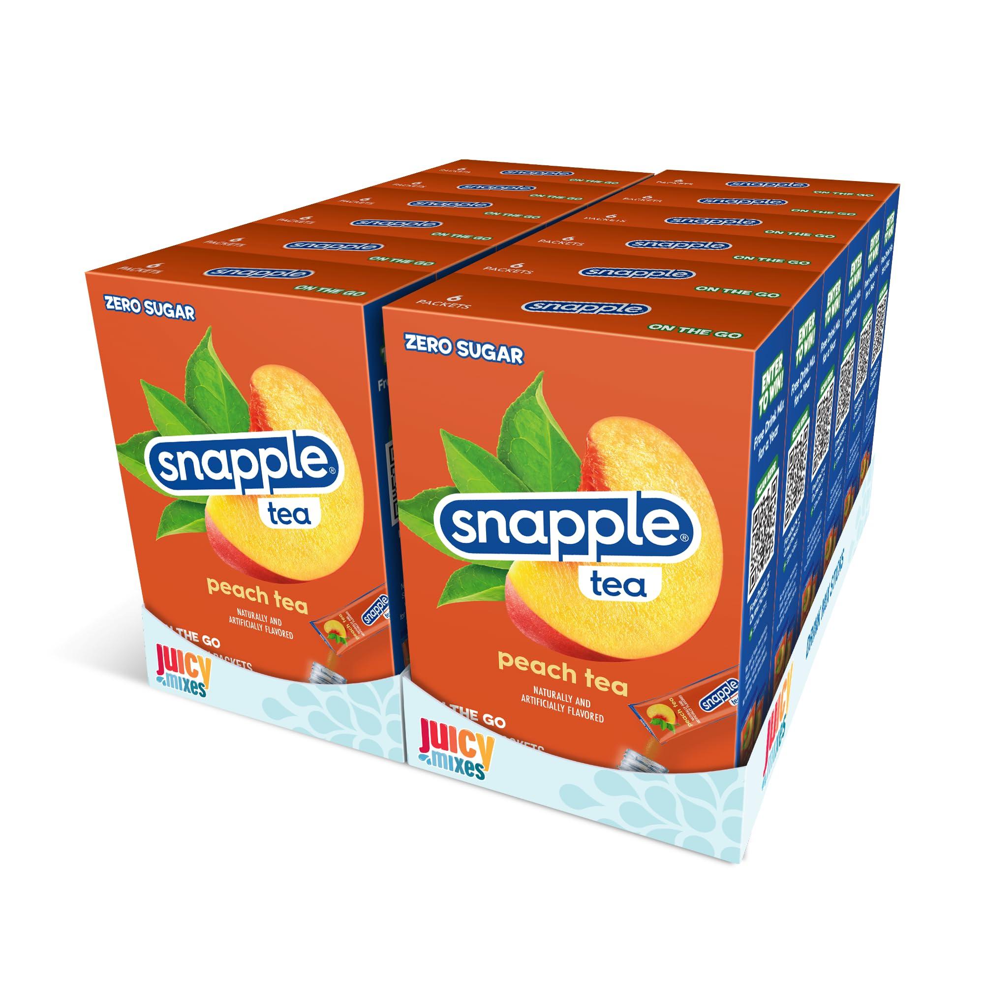 Juicy Mixes Snapple Tea Sugar Free & Delicious, Made with Natural Flavors (Peach, 72 Sticks)