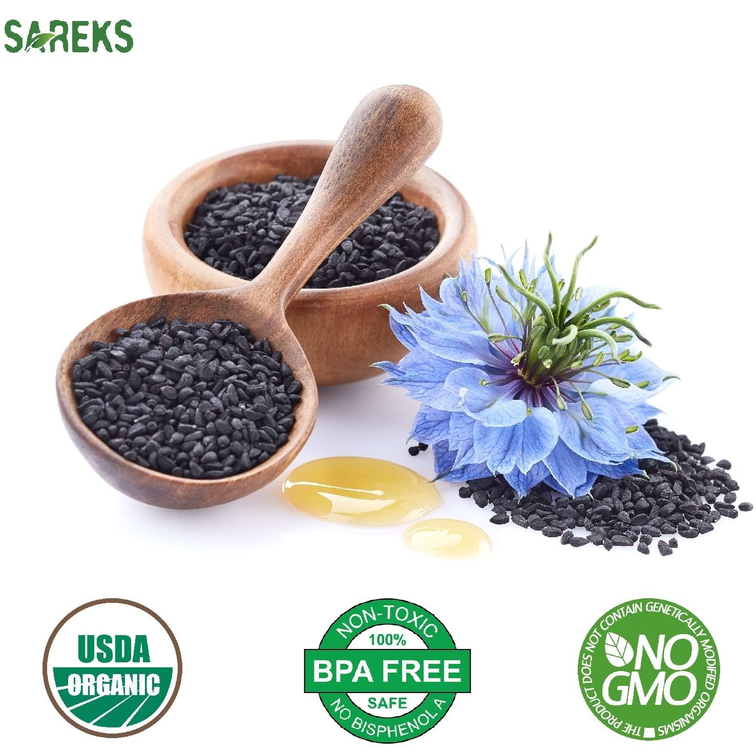 SAREKS Black Cumin Seed 100% USDA ORGANIC Certified - Black Seeds - Nothing Added - Resealable Bag - Bulk Nigella Sativa - Kalonji - Black Caraway - Raw (10oz)