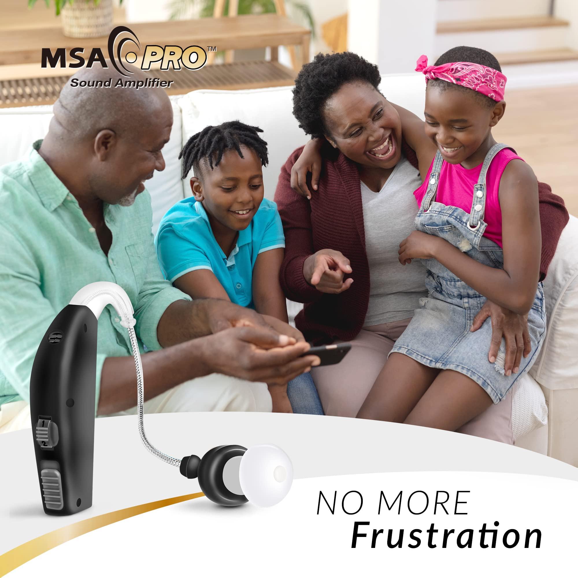 MSA 30X MSA PRO Sound Amplifier, Amplifies Sound by 30 Times, Alternative to Hearing Aids for Seniors, Up to 20 Hours Continuous Use, Lightweight, Nearly Invisible, Adjustable Volume, Fast Charging, Black, 1ct