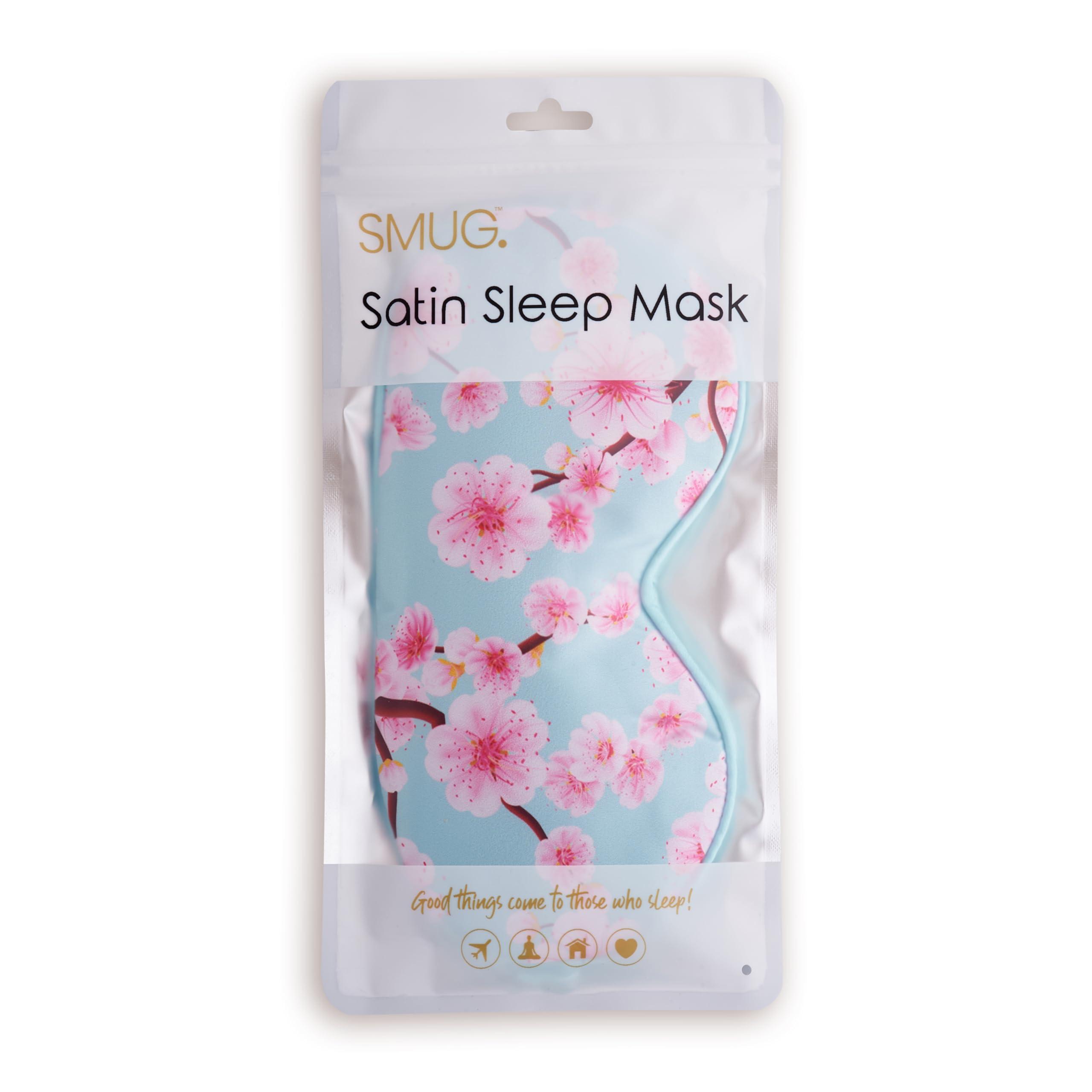 SMUG SMUG Satin Sleep Mask & Eye Mask | Travel Sleep Masks for Women & Men | Soft Sleeping Eye Mask to Nourish Skin & Reduce Dark Circles | Eye Sleep Mask Shades to Block Out Light | Cherry Blossom