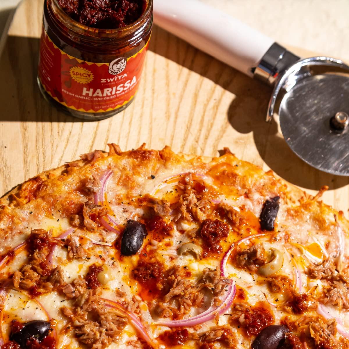 Zwïta Zwita Spicy Harissa 6oz | Tunisian Thick Sun Dried Chili Paste | Spicy Yet Doesnt Overwhelm Flavor | Harissa Paste | Sun Dried Chilis, Fresh Garlic, Extra Virgin Olive Oil, Spices | Ancestral Recipe | 100% Grandma Approved | Amazing Flavor for your S