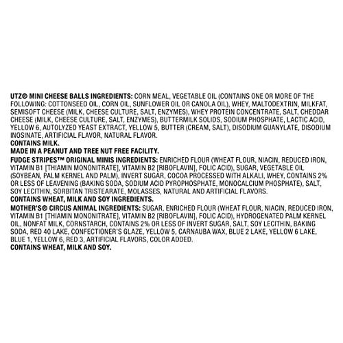 Keebler Keebler Sweet & Salty Mix, Keebler Fudge Stripes, Mother\'s Circus Animals, Utz Mini Cheese Balls, 1 Oz. (Pack of 12)