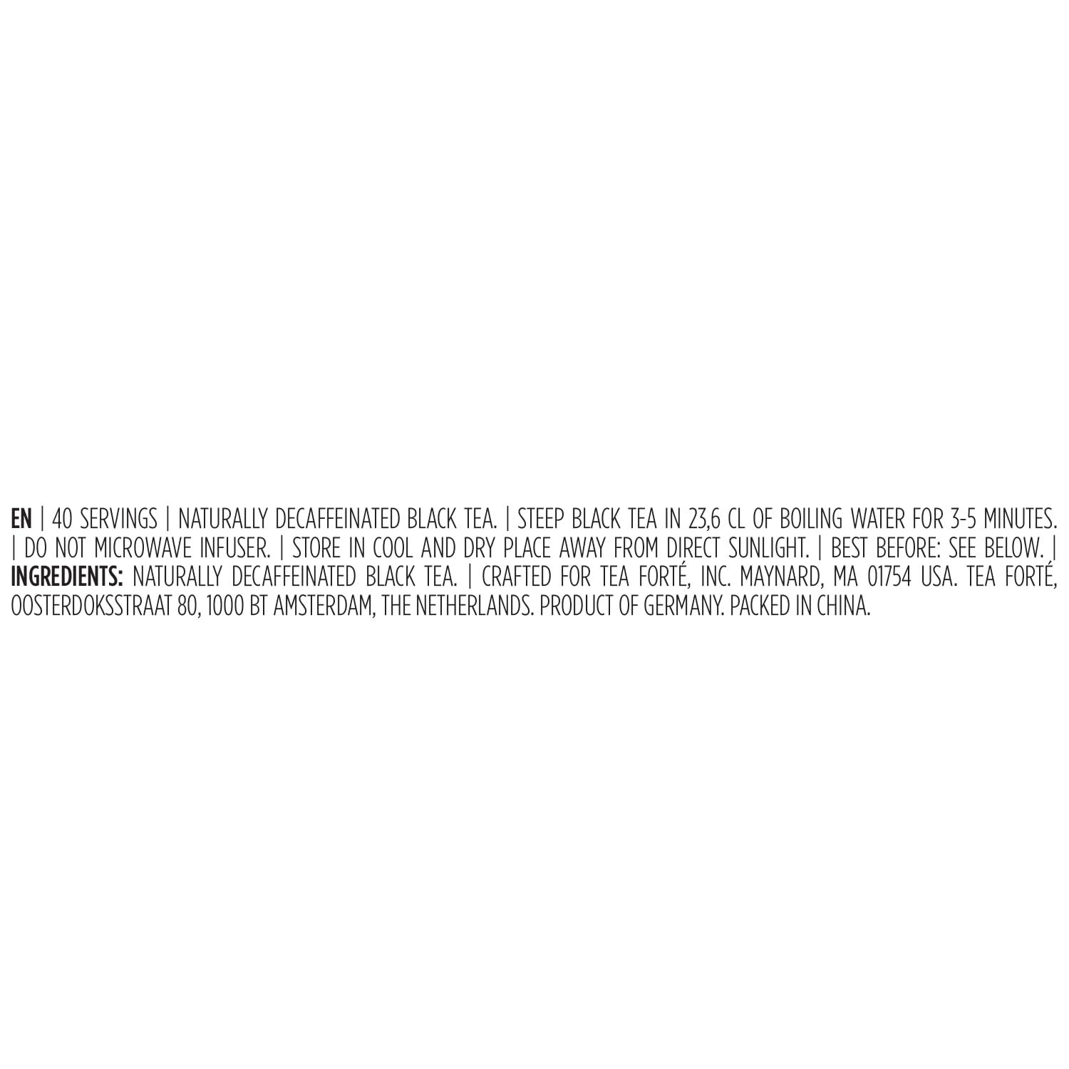 Tea Forte Tea Forte Decaf Breakfast Black Tea Event Box, Bulk Pack of 40 Pyramid Infuser Tea Sachets for All Occasions