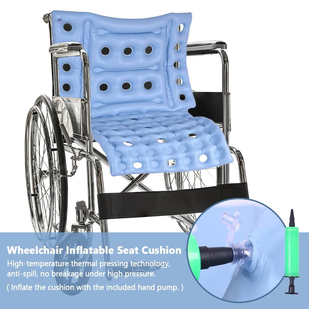 MESINURS MESINURS Wheelchair Inflatable Seat Cushion with Full Back for Elderly Bedridden Patient, Seat Pad for Back Pain Relief (B)