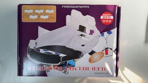 Linkhood Headband Magnifier Glasses, Linkhood 1X to 14X Rechargeable Head Magnifier with LED Light, Handsfree Head Mount Magnifying Glass with 6 Detachable Lens for Close Work Reading Jewelry Crafts Repair