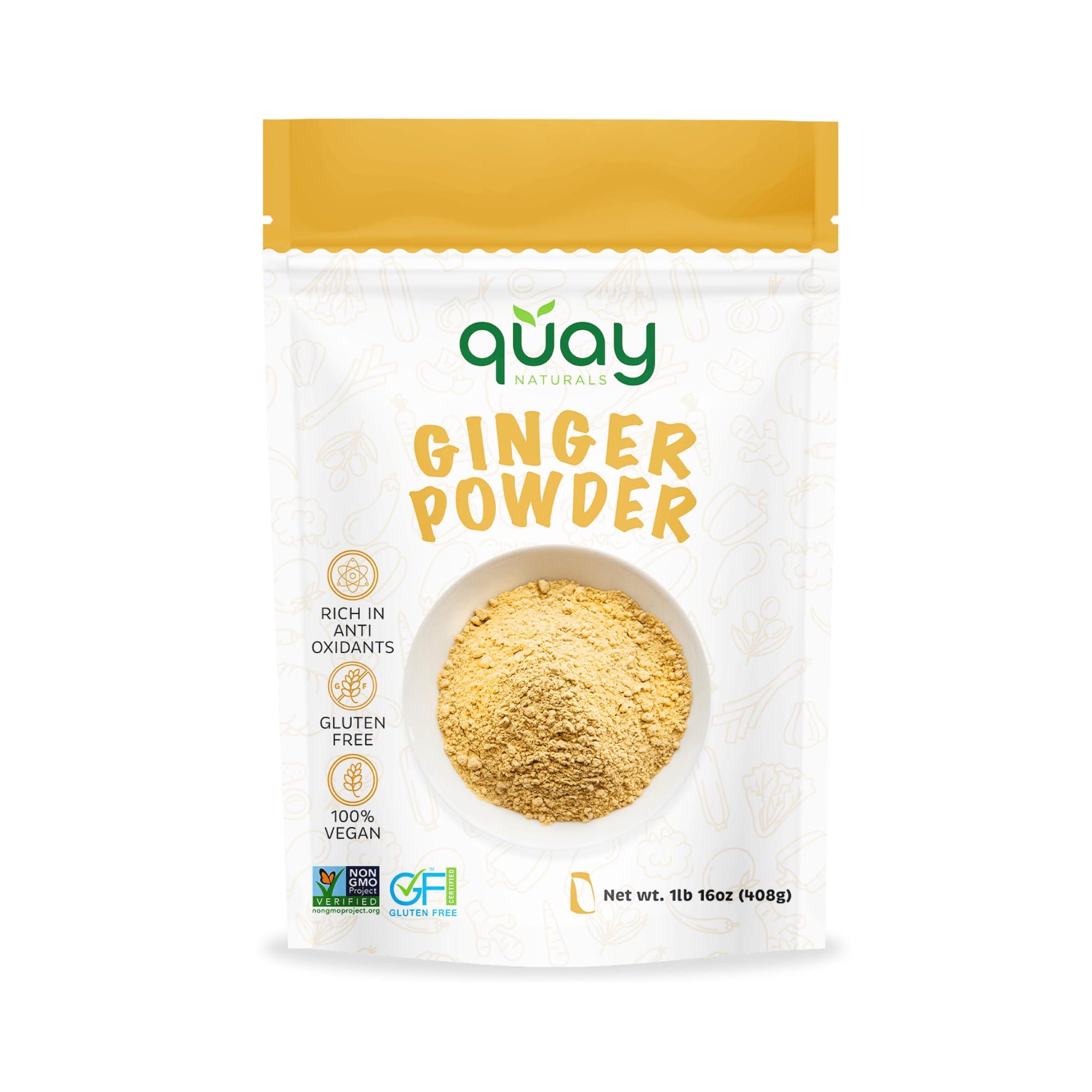 Quay Naturals Ground Ginger Powder (1 lb) for Cooking, Baking, Tea, Energy Drinks & Beverages - Highly Aromatic - Fine Loose Powder - Powdered Ginger - No Preservatives, Colors & Additives - Non GMO